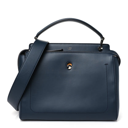 Fendi Vitello Baltico Dolce DotCom Satchel Navy Yellow 1 of 12