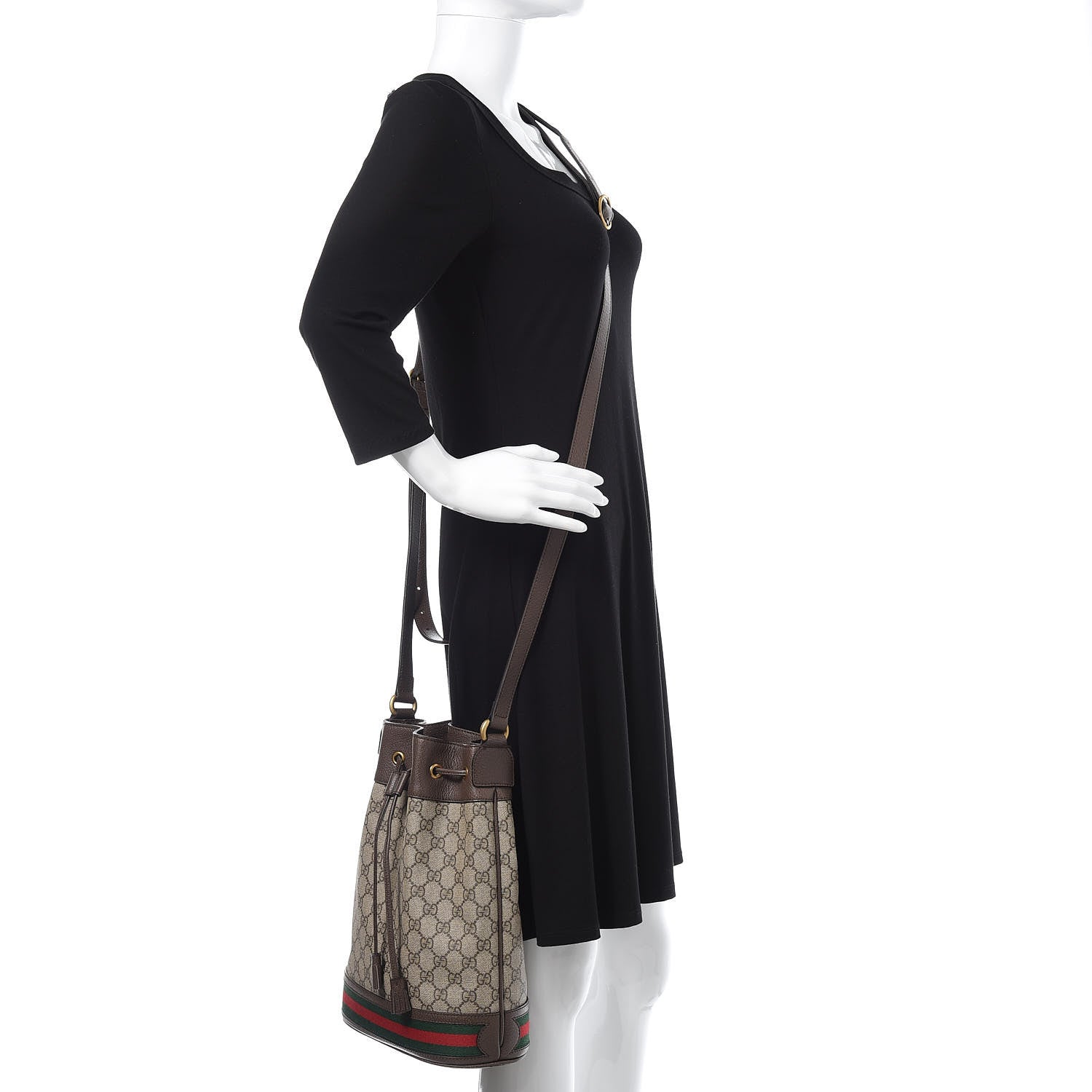 Gucci GG Supreme Monogram Web Ophidia Bucket Bag Brown 2 of 9