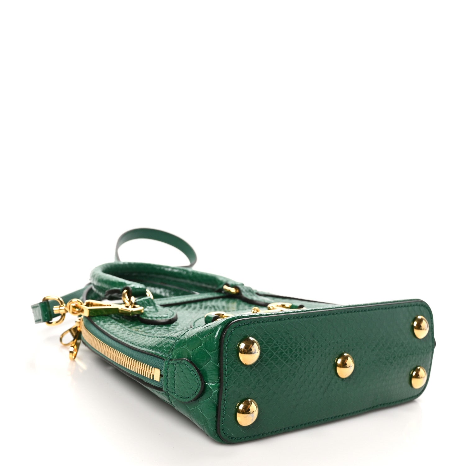 Gucci Shiny Snakeskin Mini Horsebit 1955 Top Handle Bag Emerald 4 of 10