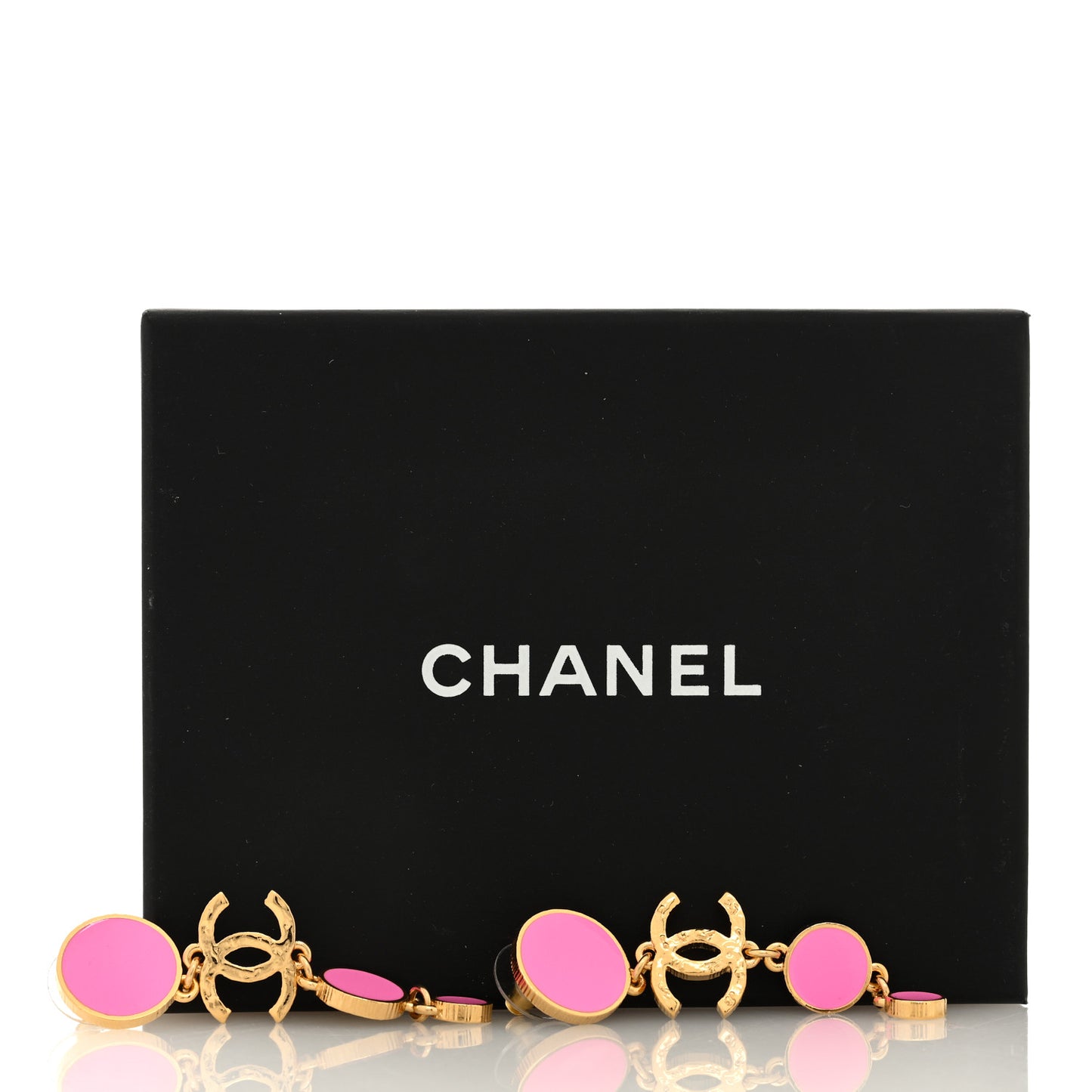 Metal Resin Disc CC Drop Earrings Gold Pink