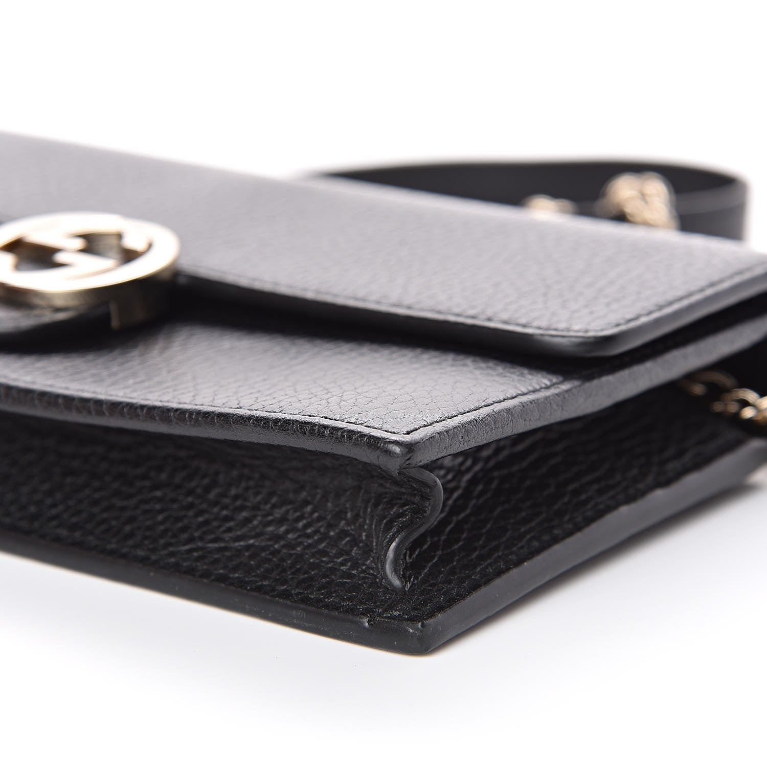 Gucci Dollar Calfskin Interlocking G Chain Wallet Black 8 of 8