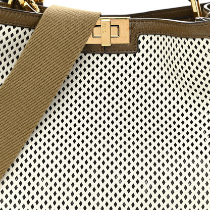 Fendi Vitello Liberty Glossy Lambskin Perforated Medium Peekaboo X-Lite White Ice Rust Maya 8 of 10