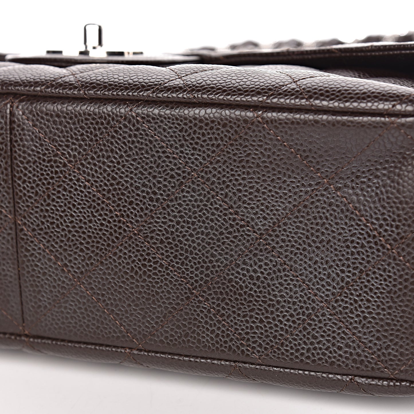 Caviar Quilted Jumbo Single Flap Dark Brown