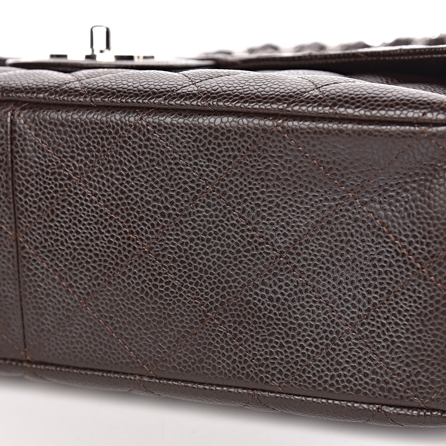 Chanel Caviar Quilted Jumbo Single Flap Dark Brown 11 of 13
