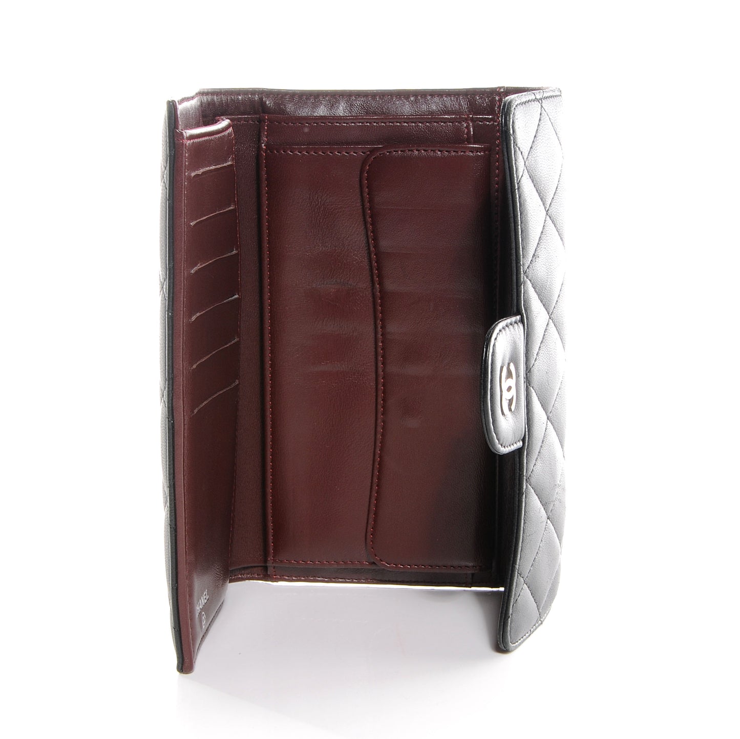 Lambskin Quilted Large Flap Wallet Black
