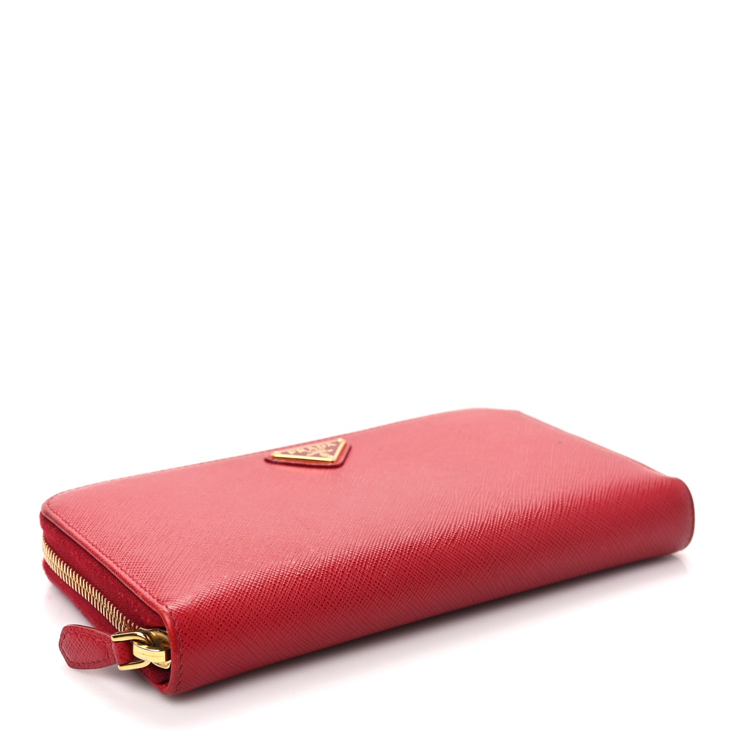 Prada Saffiano Triangle Zip Around Wallet Fuoco 4 of 6