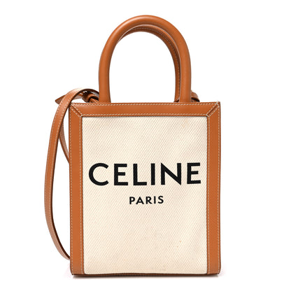 Celine Canvas Calfskin Mini Vertical Cabas Natural Tan 1 of 11