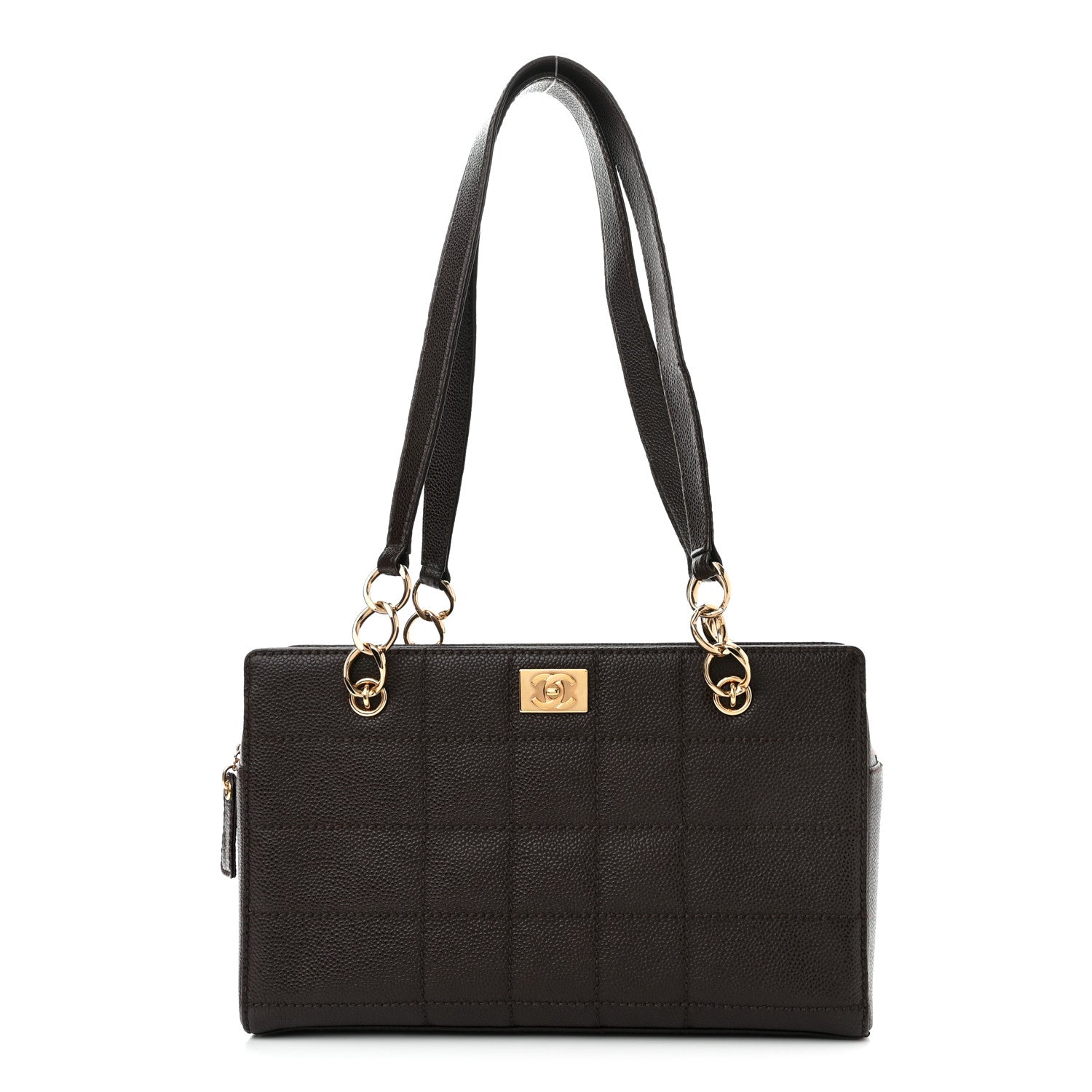 Chanel Caviar Chocolate Bar Quilted Shoulder Bag Dark Brown 1 of 10