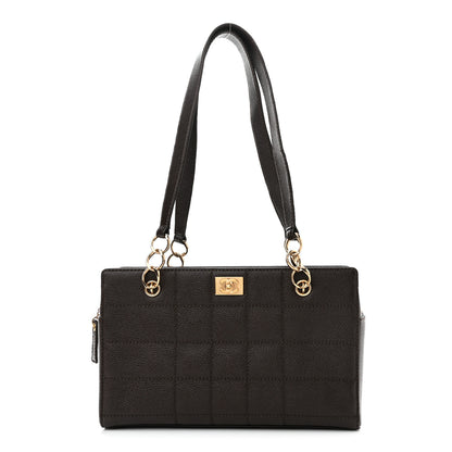 Chanel Caviar Chocolate Bar Quilted Shoulder Bag Dark Brown 1 of 10