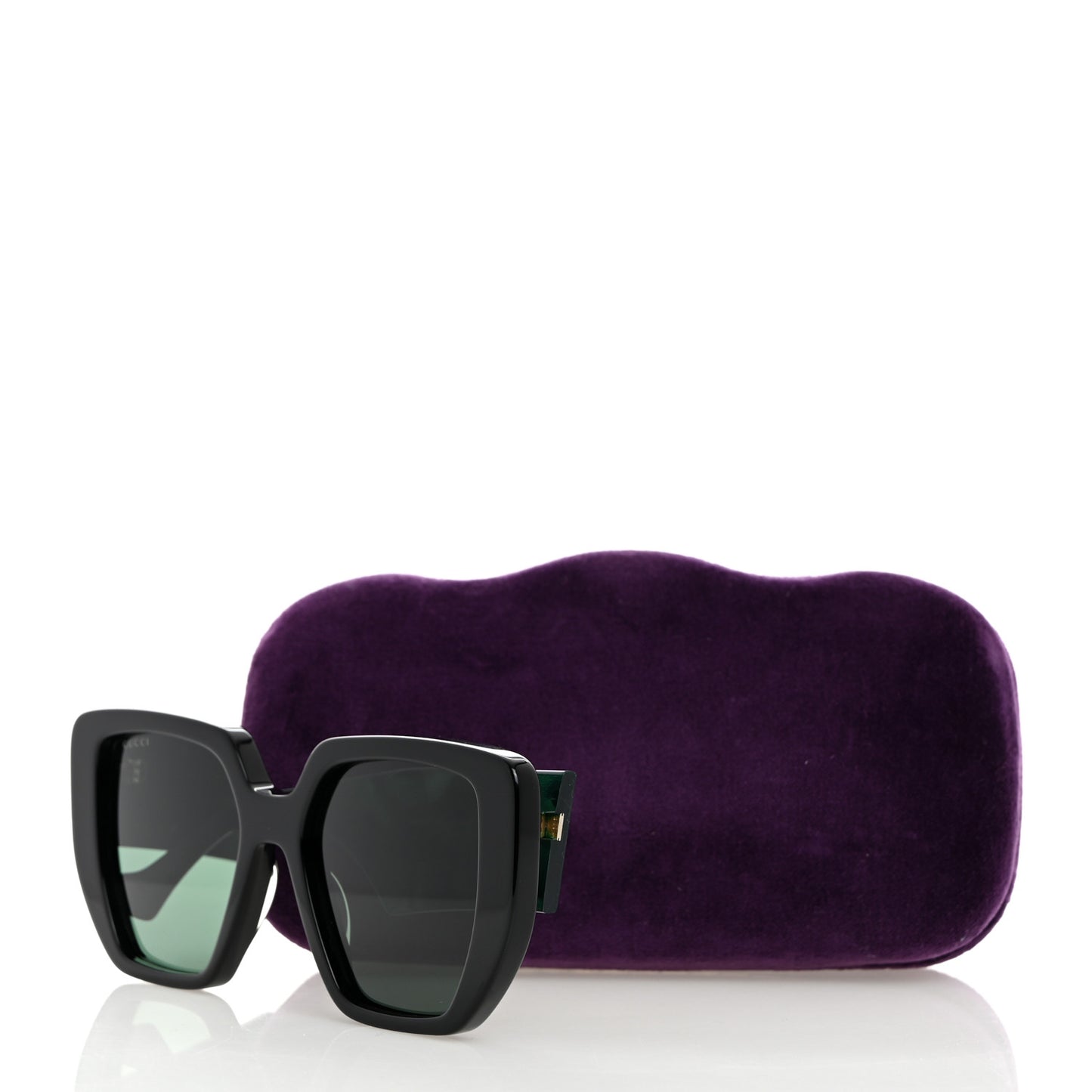 Acetate Square Frame Sunglasses GG0956S Green Black