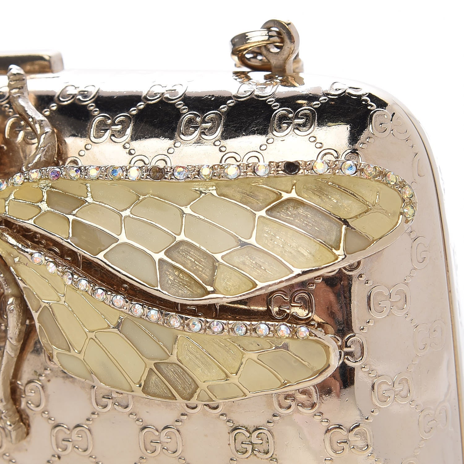 Gucci Metal Guccissima Dragonfly Minaudiere Clutch Gold 16 of 16