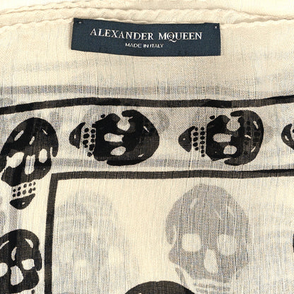 Alexander McQueen Silk Chiffon Skull Scarf Ivory Black 3 of 3