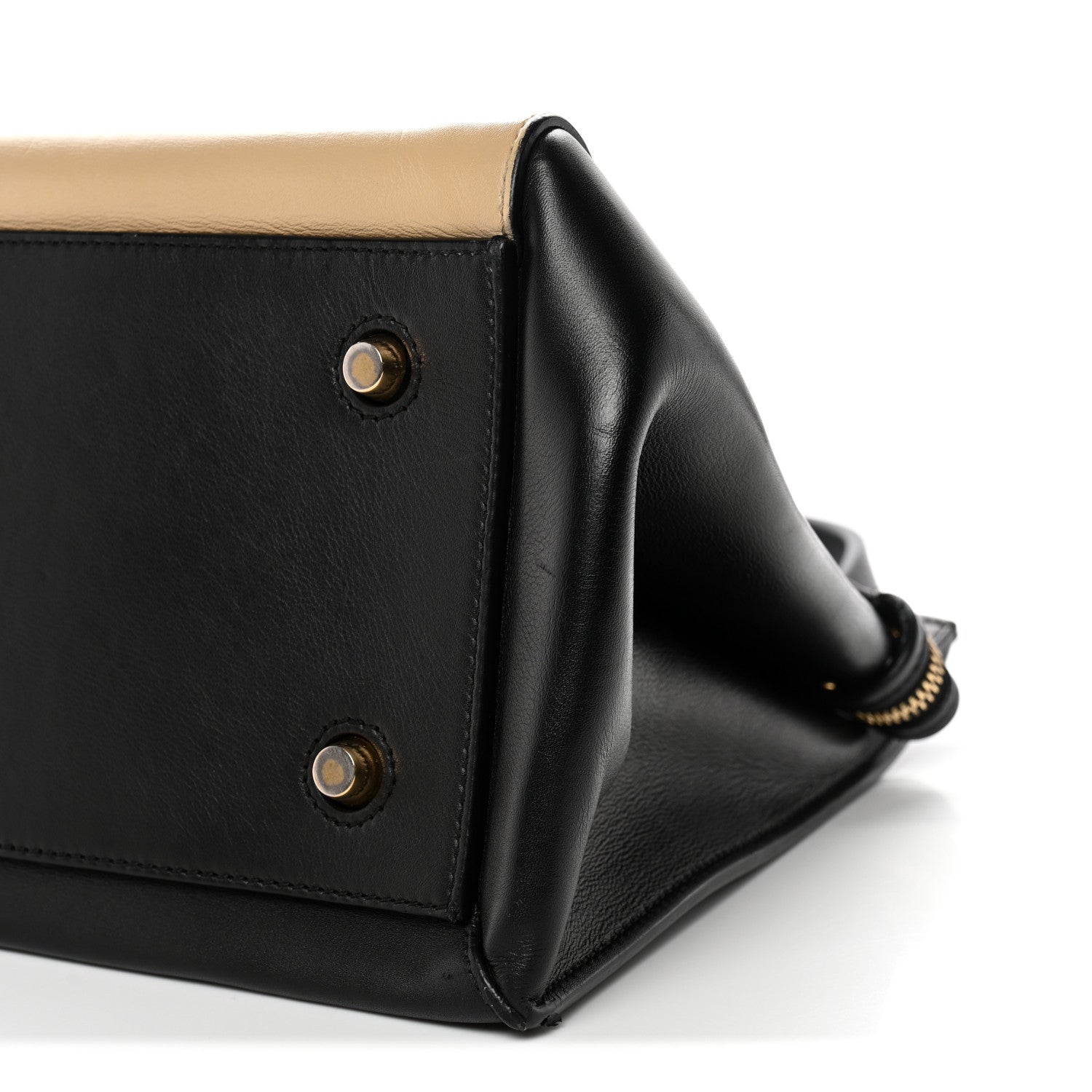 Celine Smooth Calfskin Medium Bi-Color Edge Shoulder Bag Black Beige 9 of 11