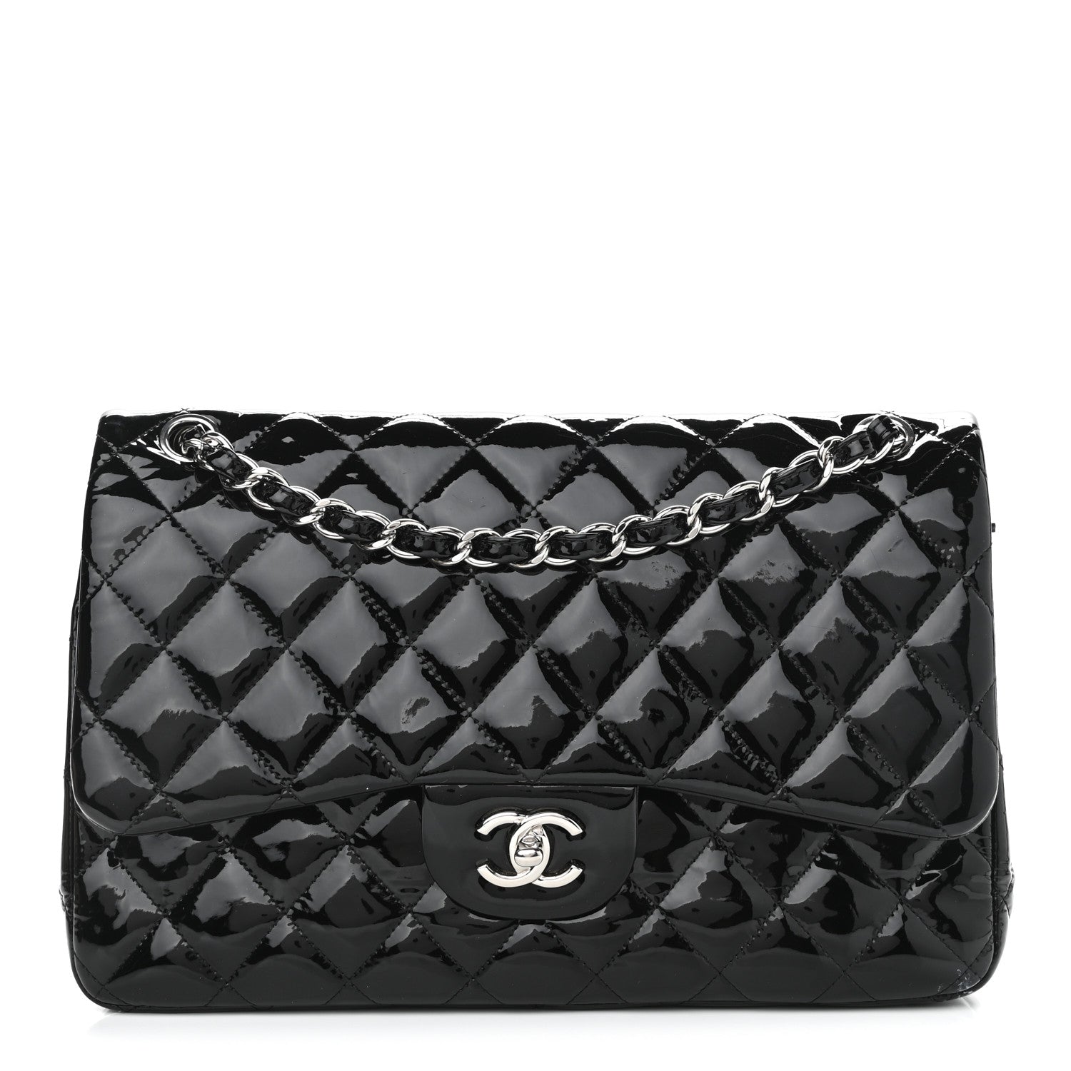 Chanel Patent Quilted Jumbo Double Flap Black 1 of 13