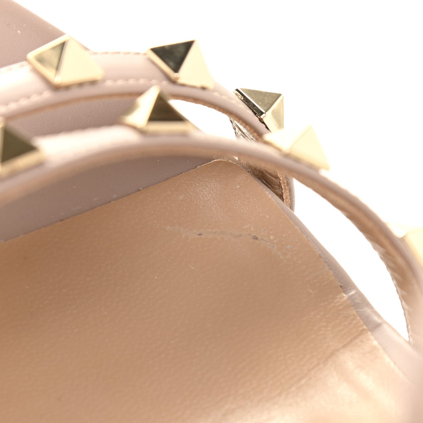 Calfskin Rockstud Cross Strap 05/105mm Sandals 39 Poudre