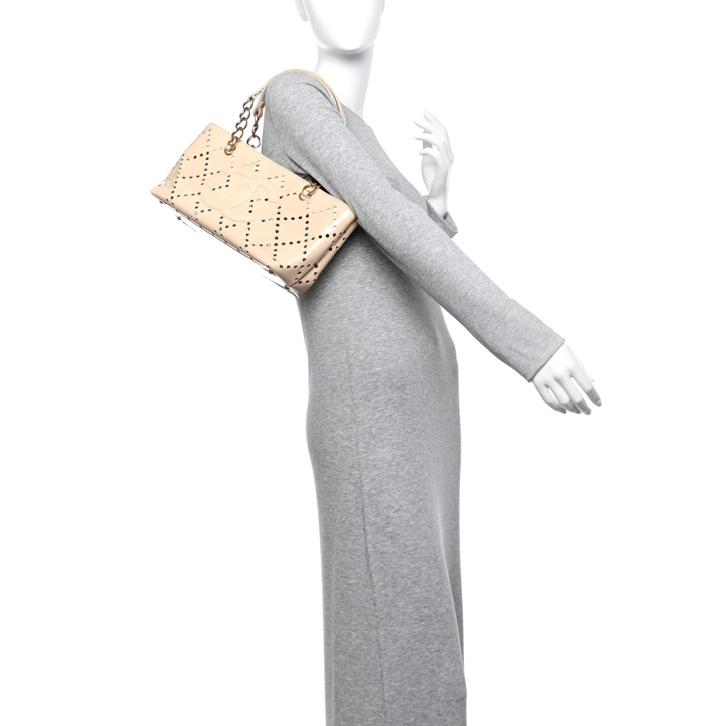 Patent Perforated CC Tote White