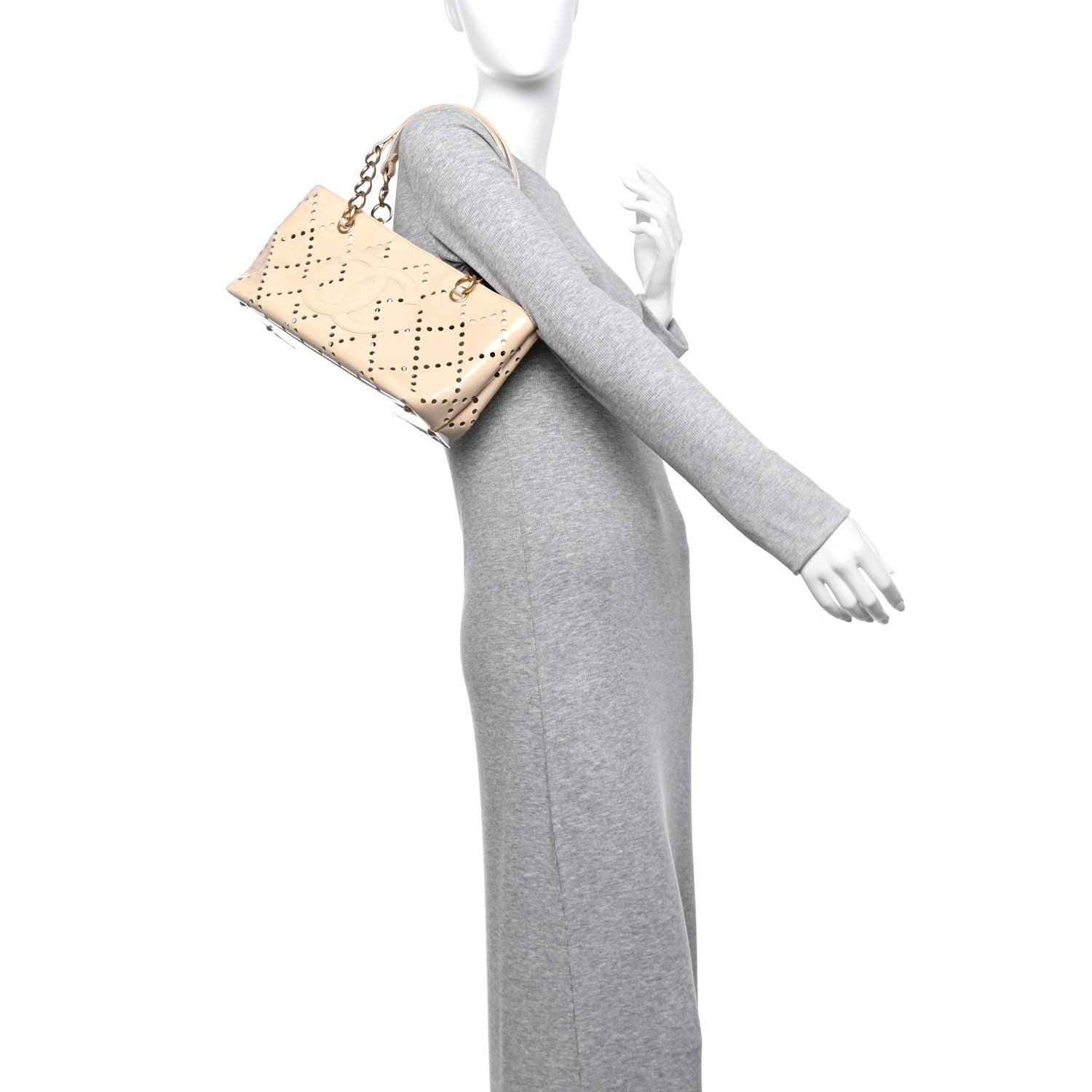Chanel Patent Perforated CC Tote White 2 of 12