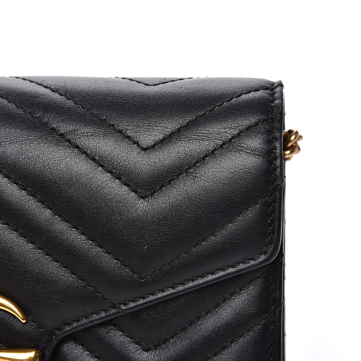 Gucci Calfskin Matelasse GG Marmont Chain Wallet Black 12 of 18