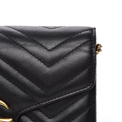 Gucci Calfskin Matelasse GG Marmont Chain Wallet Black 12 of 18