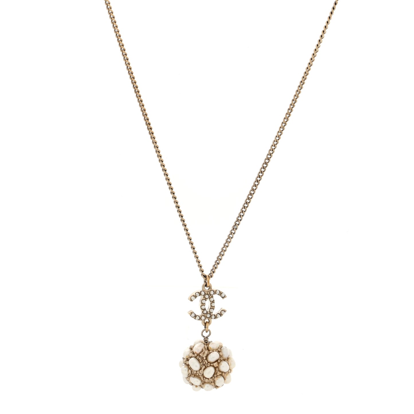 Pearl CC Cluster Necklace Gold