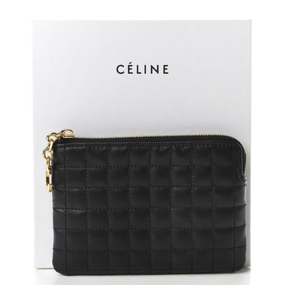 Celine Calfskin Quilted C Charm Coin Card Pouch Black 9 of 9