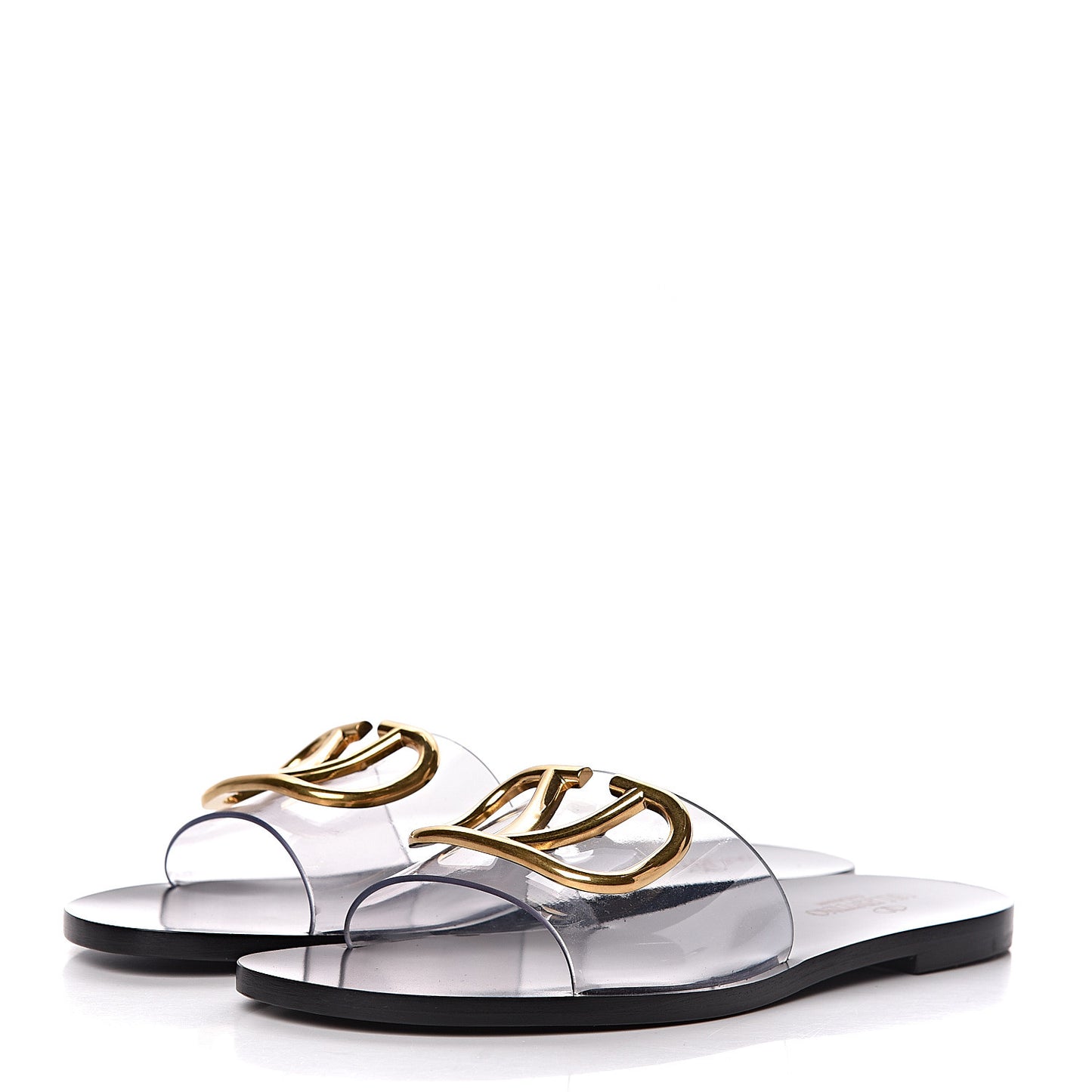 PVC Transparent Vlogo Flat Slide Sandals 37 Black