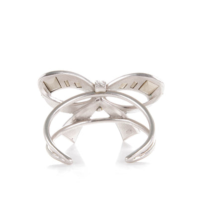 Chanel Baguette Crystal CC Bow Cuff Silver 3 of 5