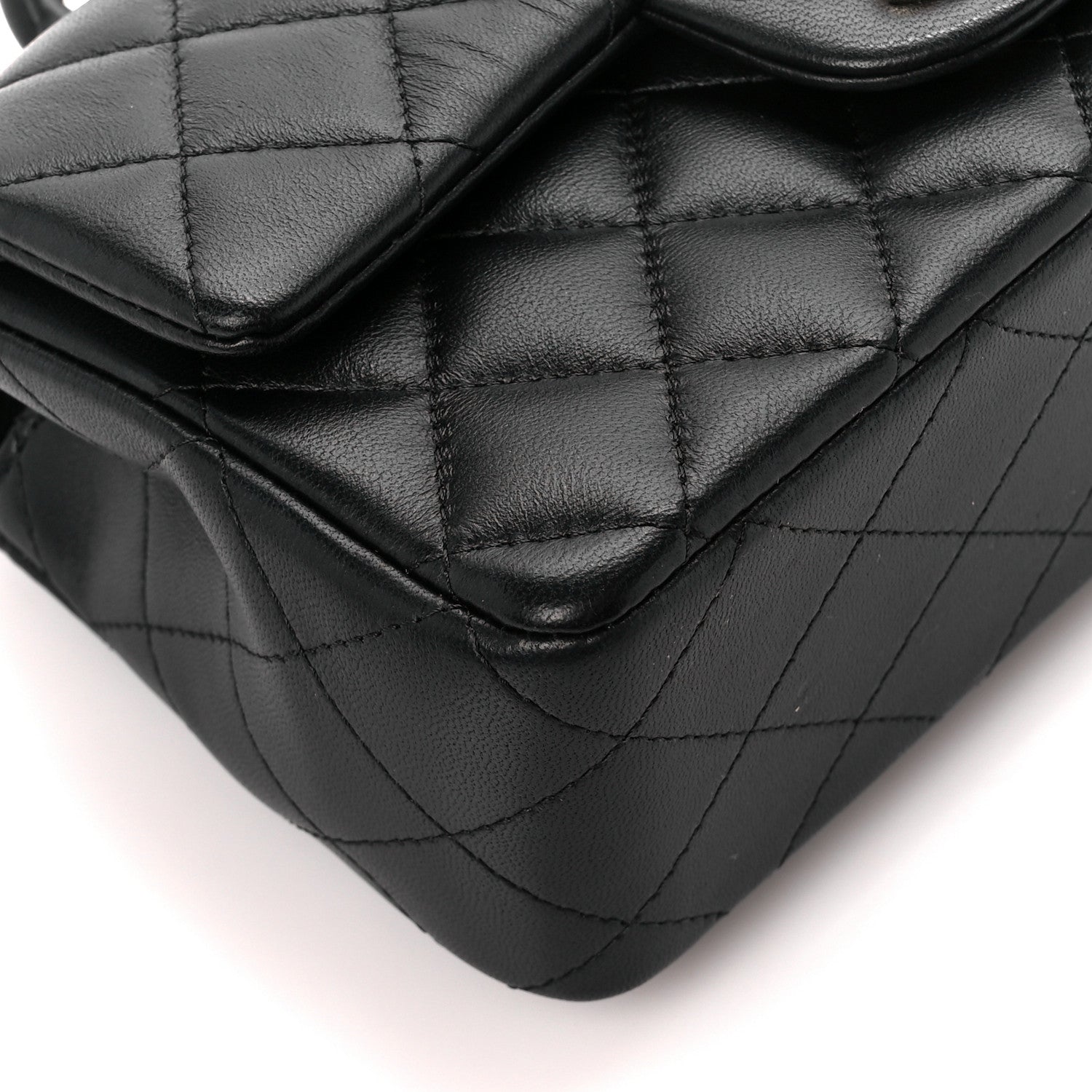 Chanel Lambskin Quilted Mini Top Handle Rectangular Flap Black 10 of 11