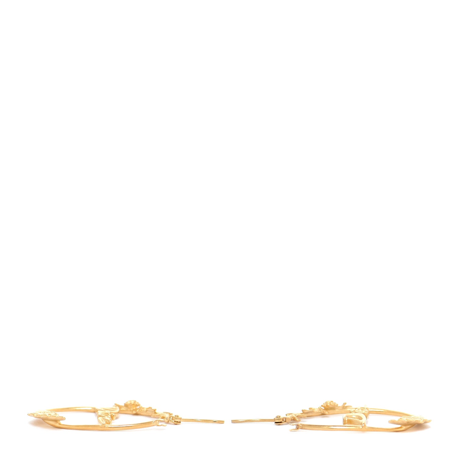 Christian Dior Metal Script Hoop Earrings Gold 3 of 5