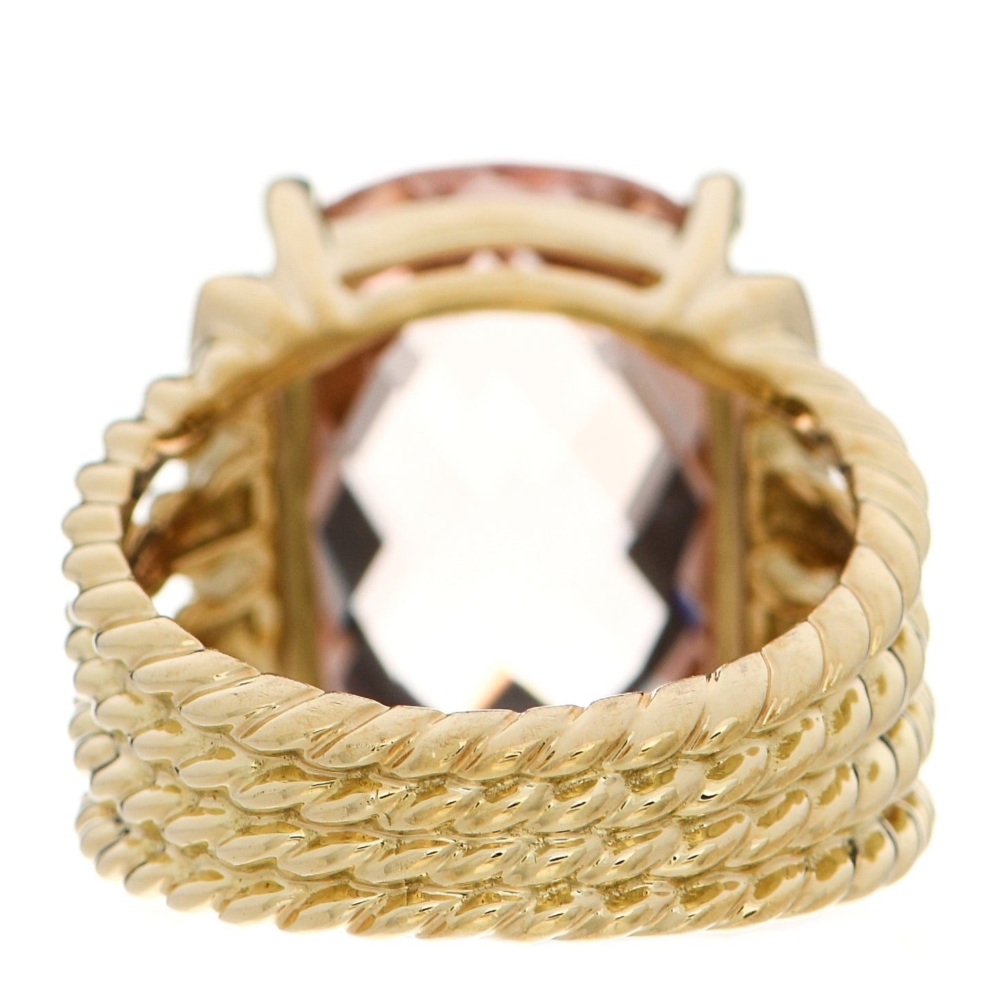 18K Yellow Gold Diamond Morganite 16mm Wheaton Ring 51 5.75