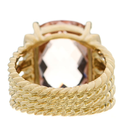 David Yurman 18K Yellow Gold Diamond Morganite 16mm Wheaton Ring 51 5.75 3 of 4