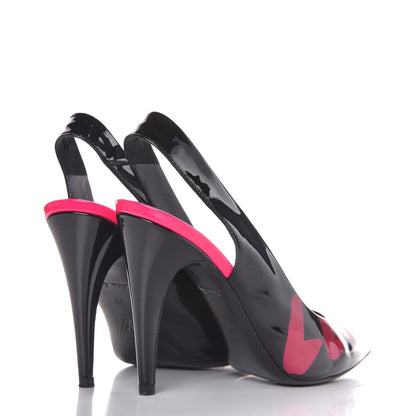 Louis Vuitton Patent Graffiti Slingback Pumps 39 Black Pink 4 of 12
