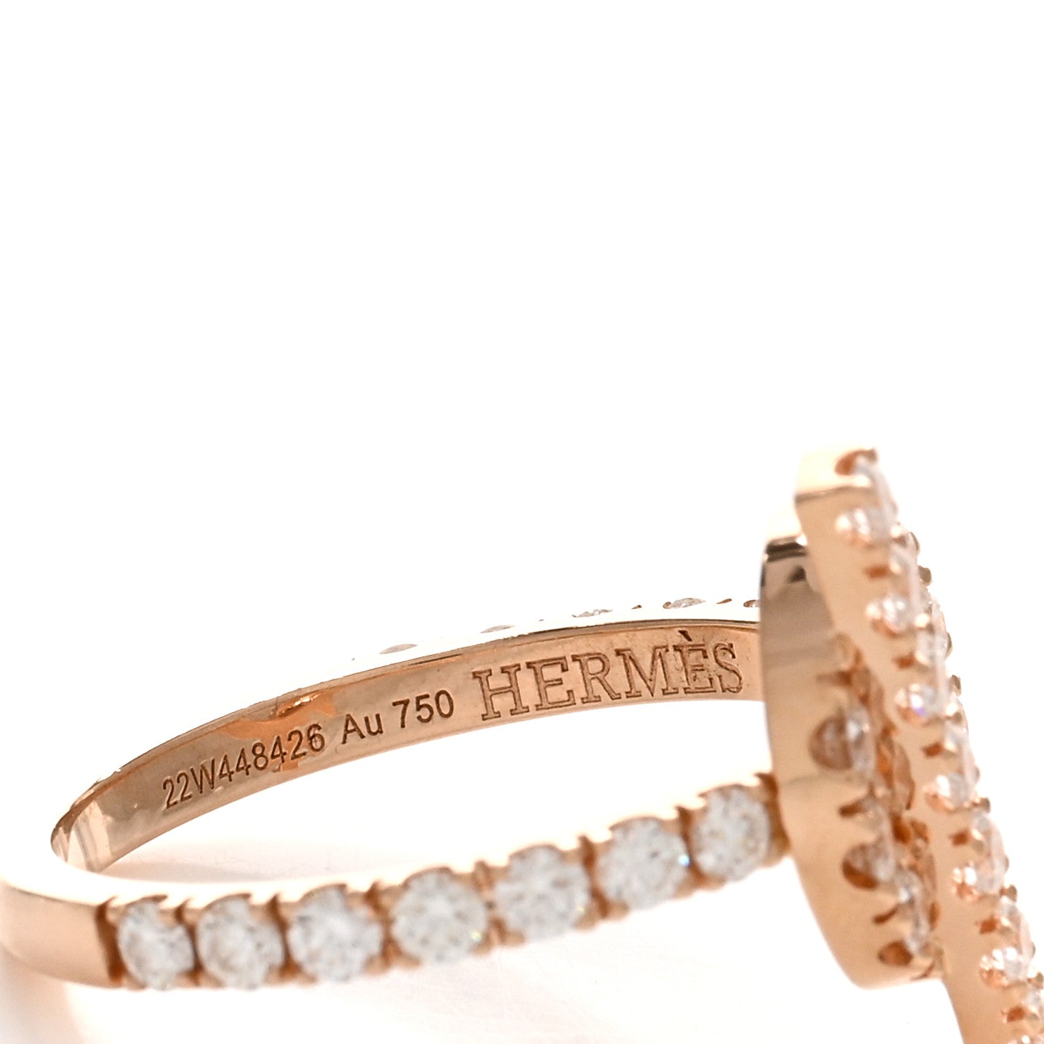 Hermes 18K Rose Gold Diamond Finesse Ring 51 5.75 4 of 5