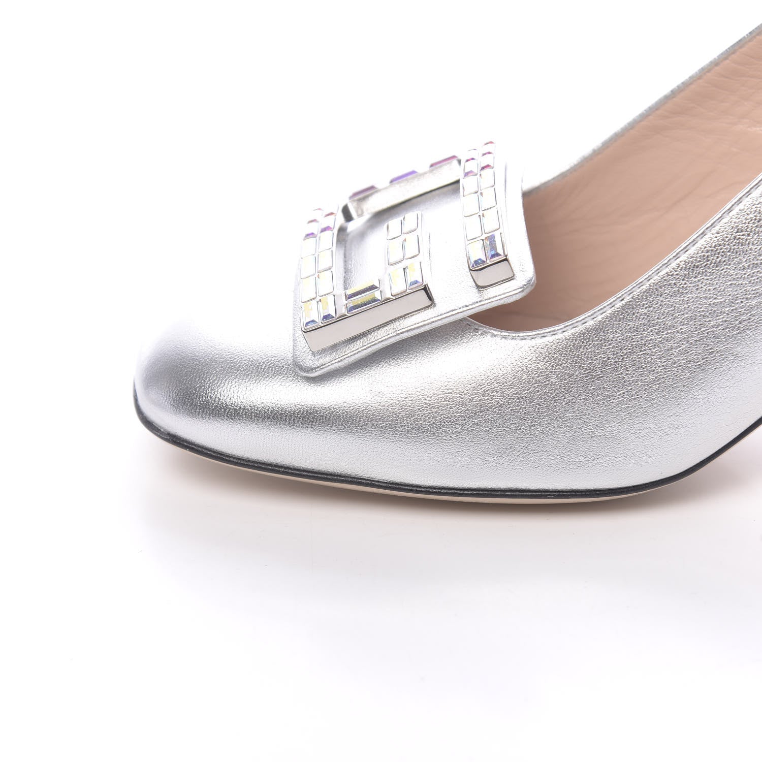 Gucci Metallic Nappa Crystal Square G Madelyn Slingbacks 36 Silver 10 of 11