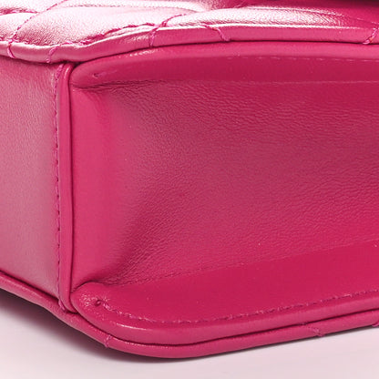 Chanel Shiny Lambskin Quilted Flap Clutch Bag Dark Pink 10 of 11