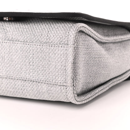 Chanel Woven Straw Raffia Small Deauville Messenger Grey 10 of 11