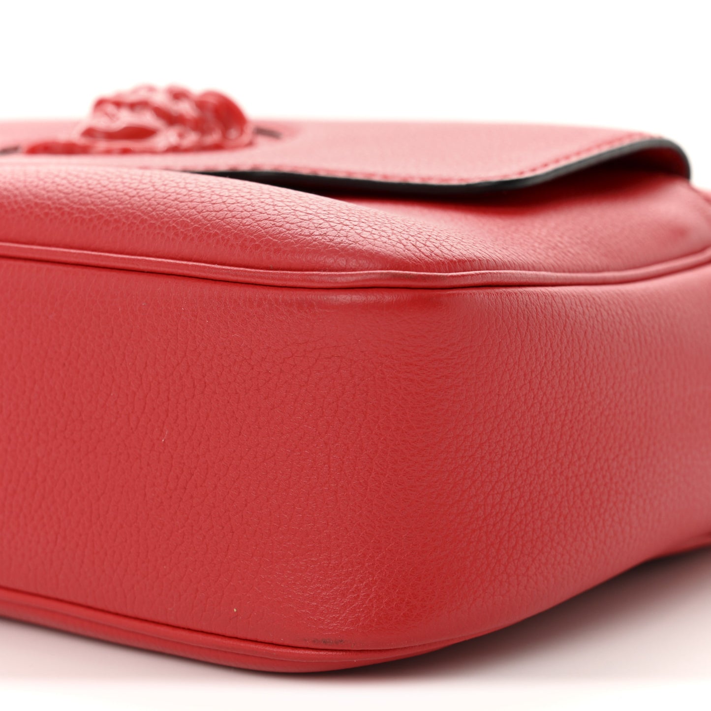 Grained Calfskin Medusa Camera Bag Red