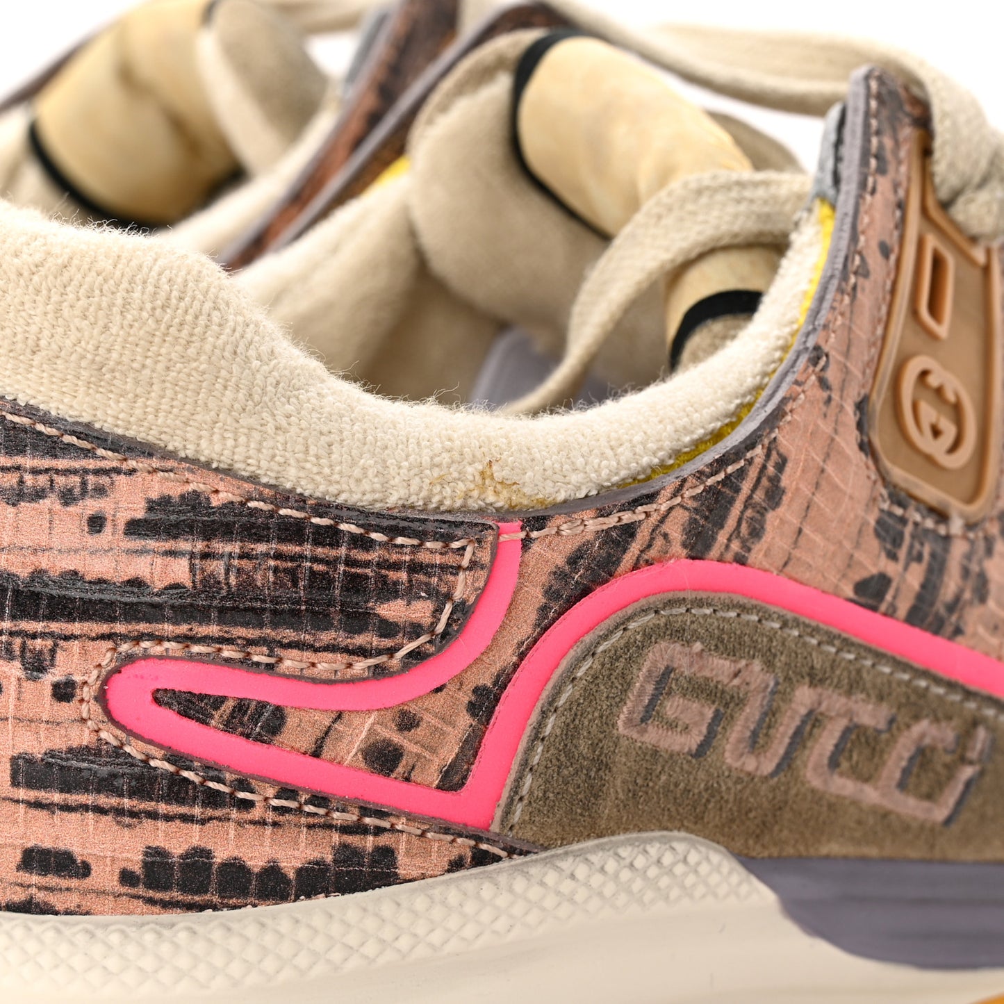 Suede Calfskin Tejus Printed Womens Ultrapace Sneakers 37 Pink Silver Oatmeal Yolk