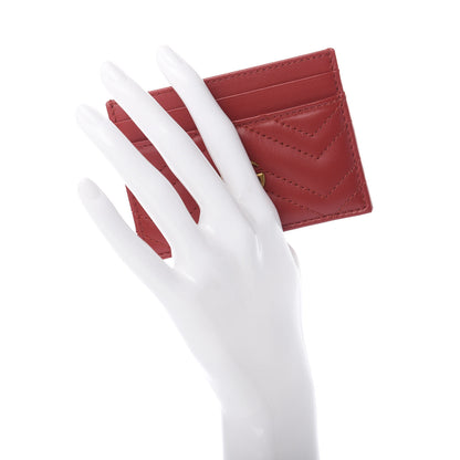 Gucci Calfskin Matelasse GG Marmont Card Holder Hibiscus Red 2 of 7