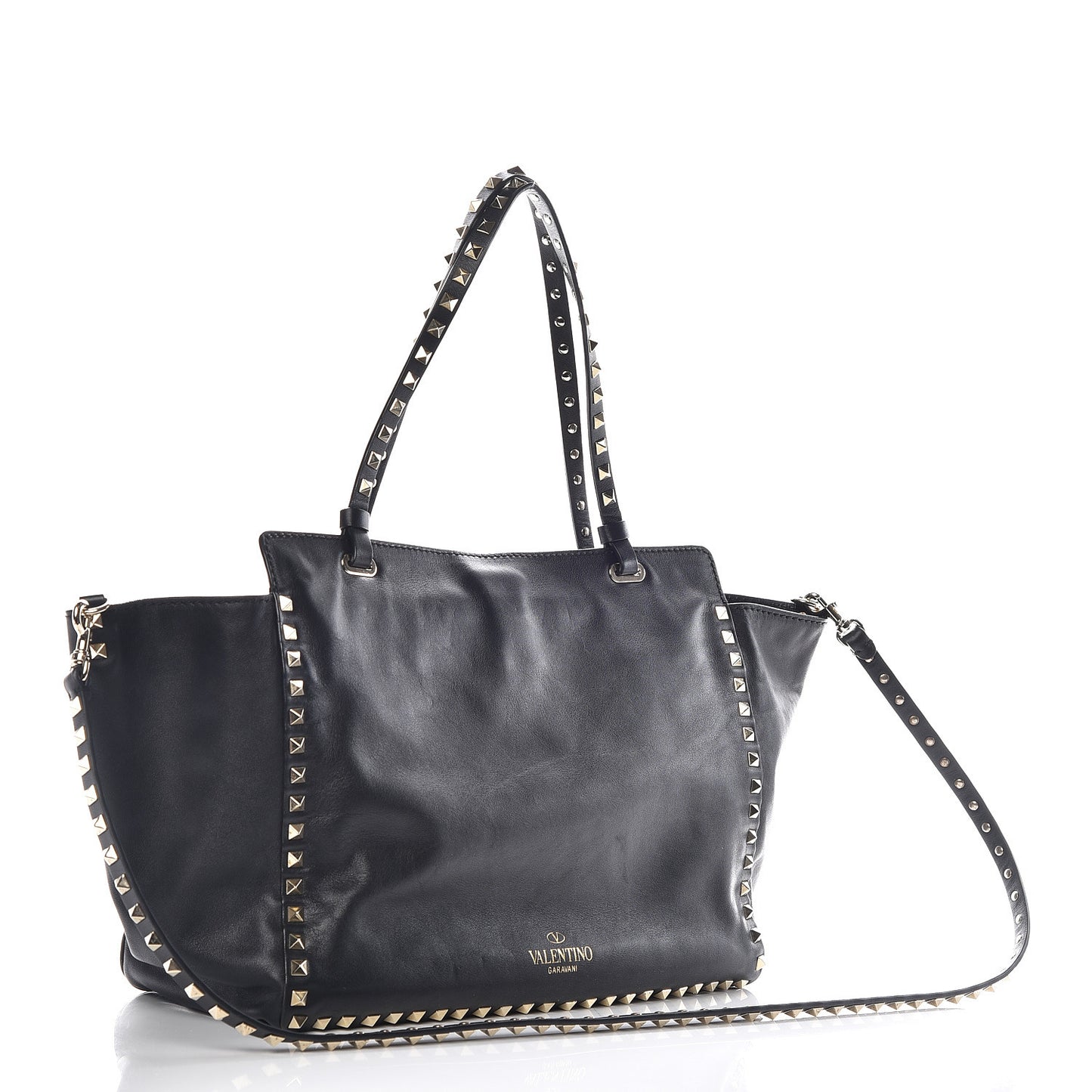 Vitello Medium Rockstud Tote Black