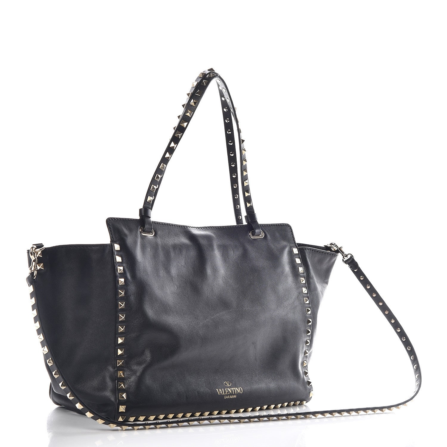 Valentino Garavani Vitello Medium Rockstud Tote Black 3 of 17
