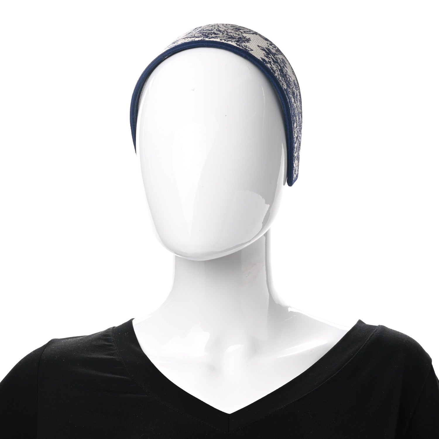 Christian Dior Canvas Embroidered Toile De Jouy Headband Blue 2 of 6