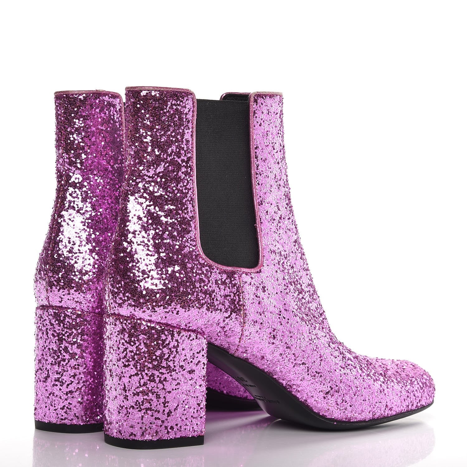 Saint Laurent Metallic Glitter Calfskin Babies Chelsea 90 Ankle Boots 36.5 Pink 4 of 9