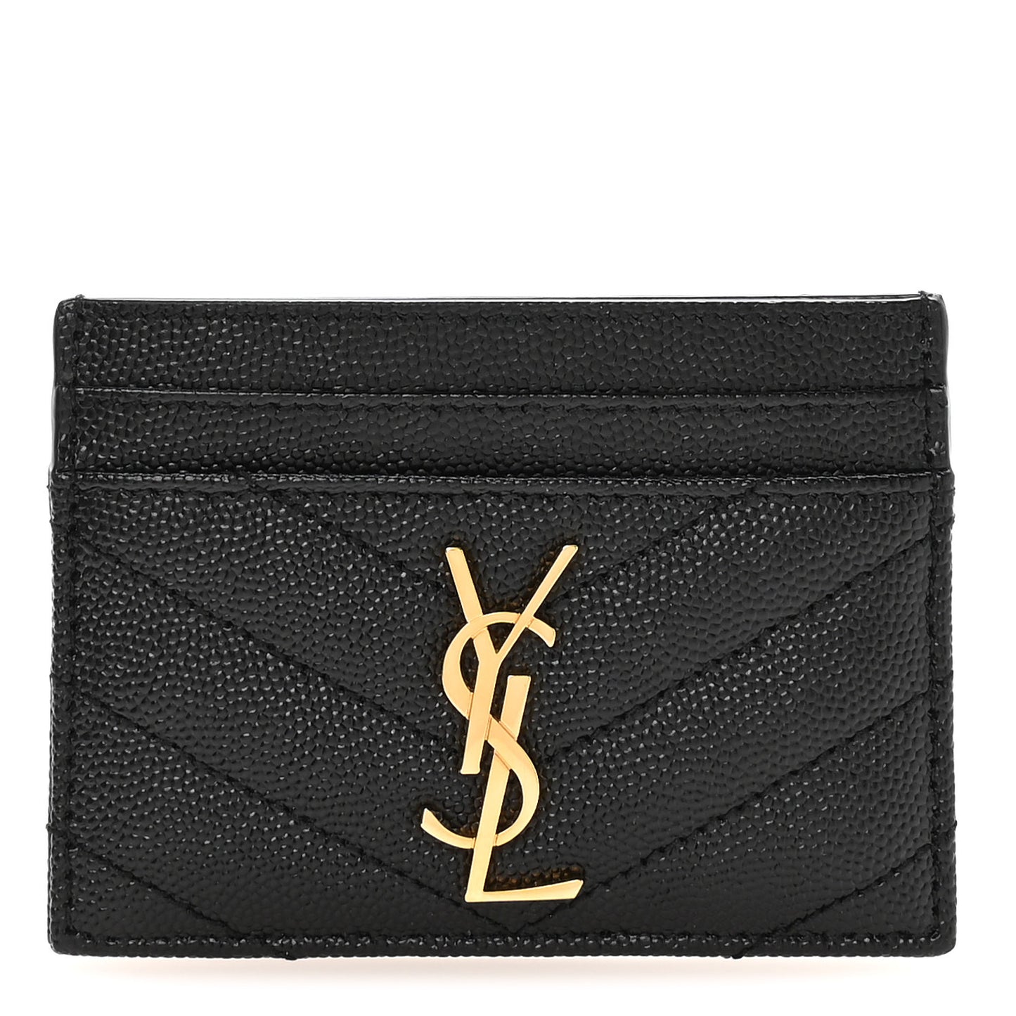 Grain De Poudre Matelasse Chevron Monogram Credit Card Case Black