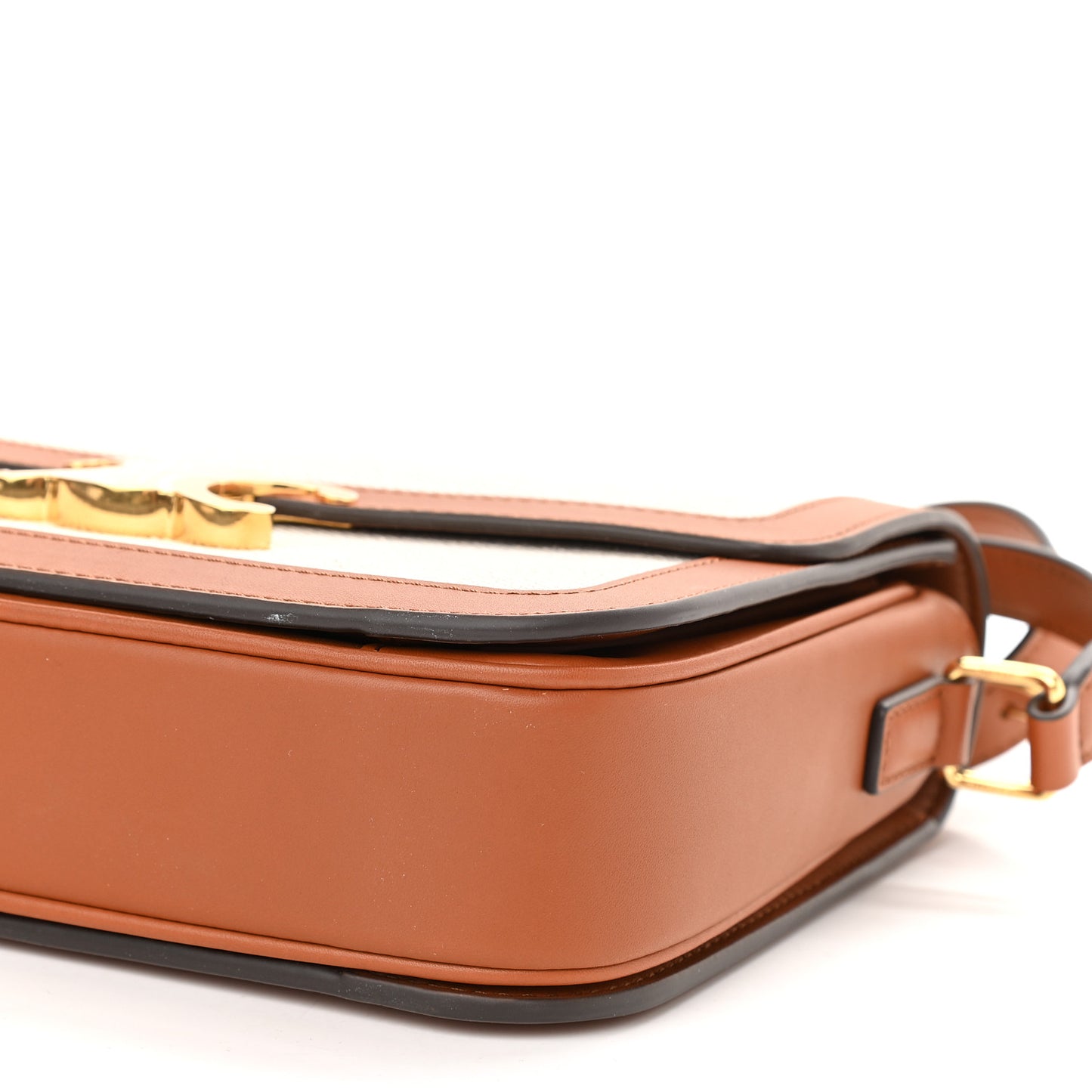 Textile Natural Calfskin Medium Triomphe Bag White Tan