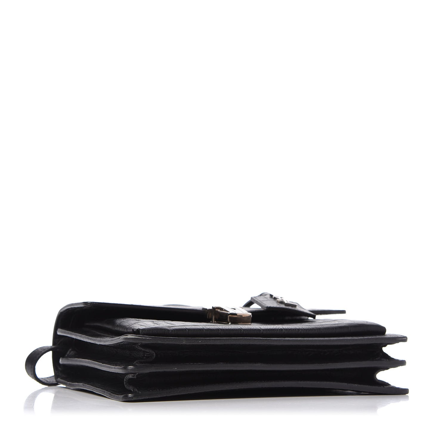 Calfskin Crocodile Embossed Medium High School Satchel Black