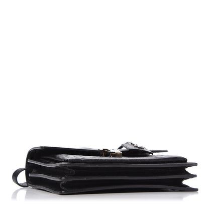 Saint Laurent Calfskin Crocodile Embossed Medium High School Satchel Black 4 of 9