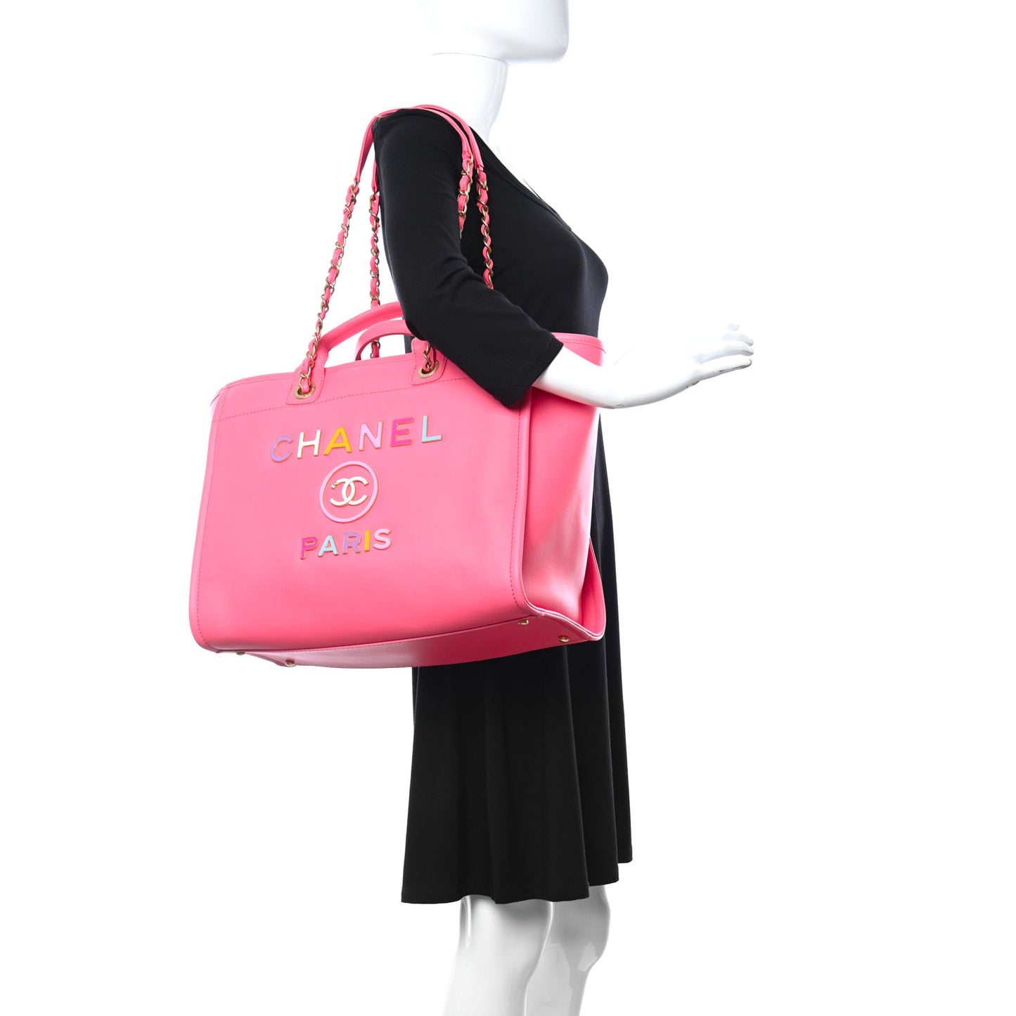 Calfskin Medium Deauville Tote Coral Pink