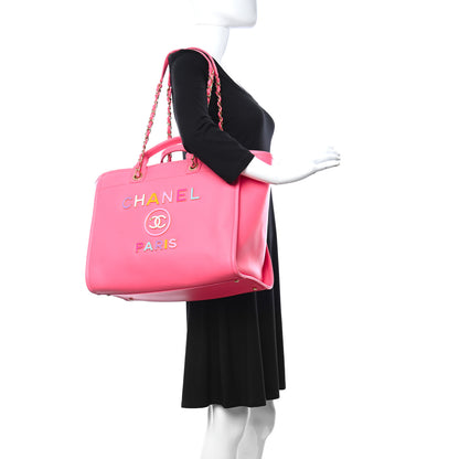 Chanel Calfskin Medium Deauville Tote Coral Pink 2 of 11