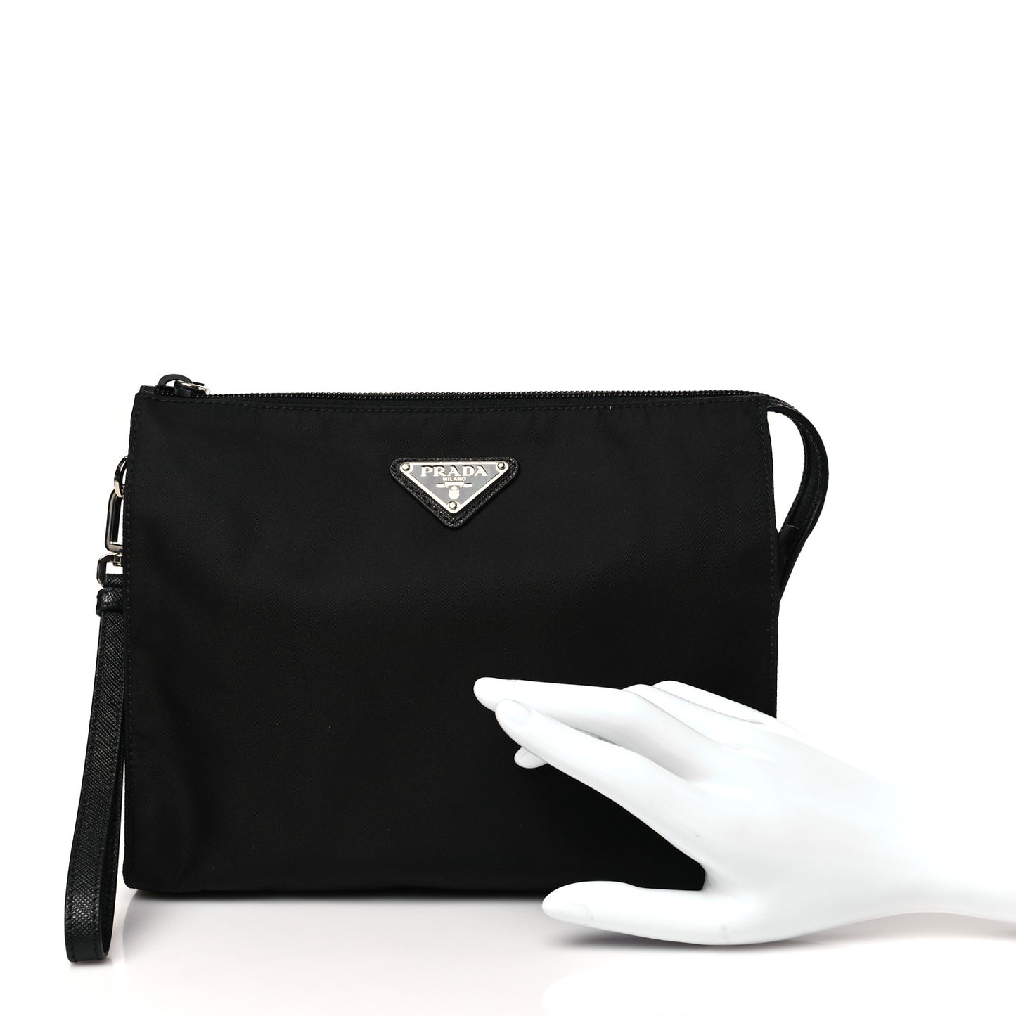 Tessuto Nylon Saffiano Wristlet Black